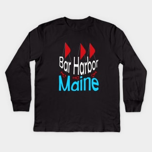 Bar Harbor Maine Sail and Lobster Kids Long Sleeve T-Shirt